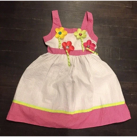 youngland pink dress Youngland Baby Girls Infant Baby 12 months Eyelet lace overlay dress White  Pink Tank Easter Party